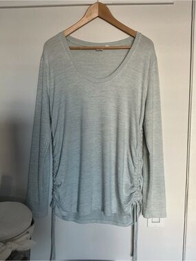 GAP Light Blue Softspun Scoop Neck Long Sleeve Top with Side Drawstrings